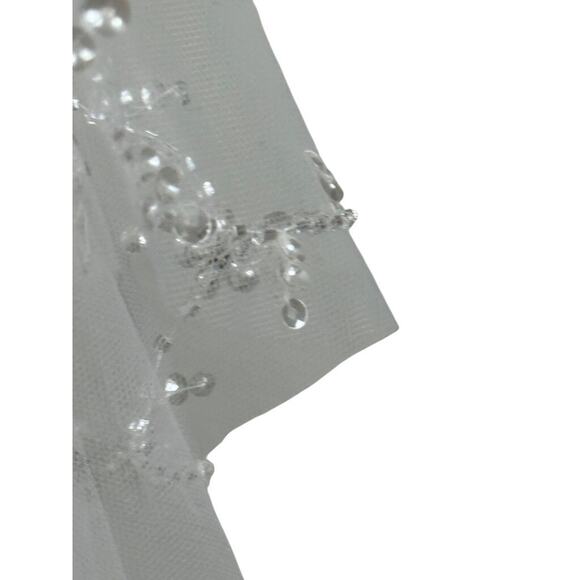 Unbranded White Tulle Rhinestone Sequin Beaded Bridal Wedding Veil Blusher Comb - Picture 4 of 7